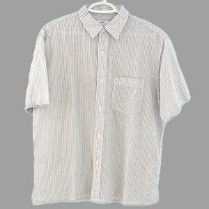 Uniqlo Men's Short Sleeves Striped Linen Button Shirt - Size L - NWOT